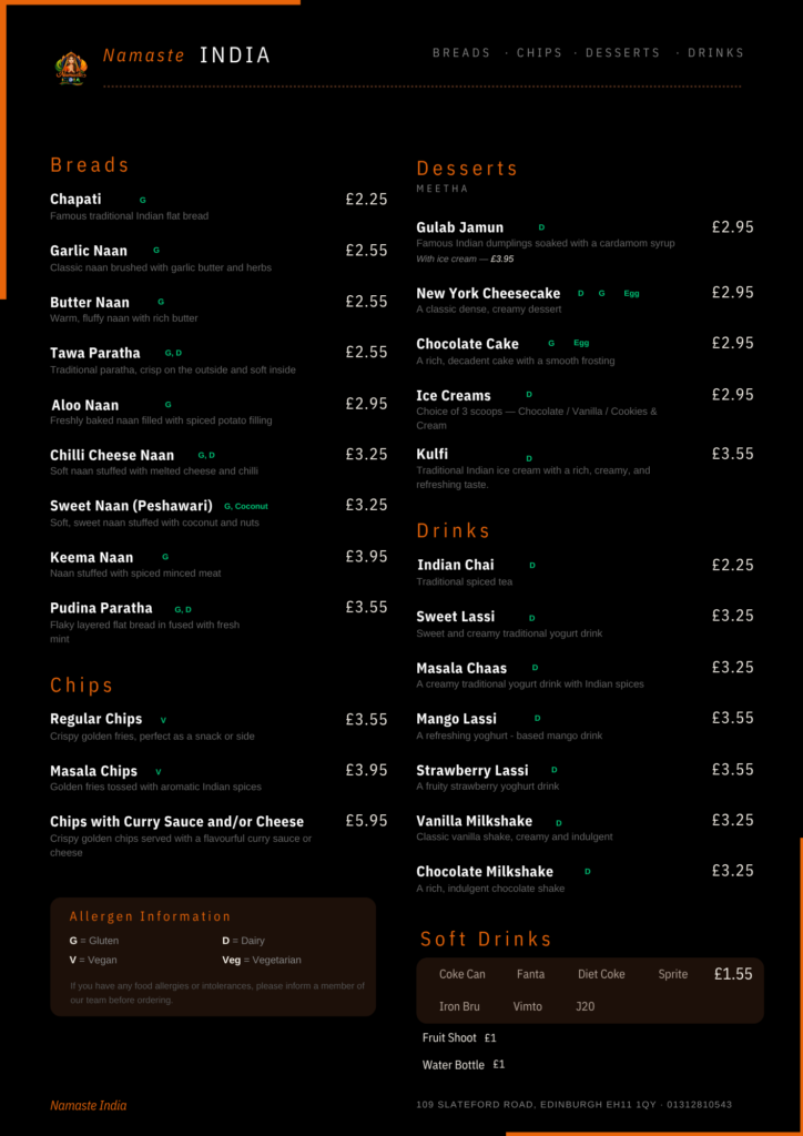 namaste india menu 4